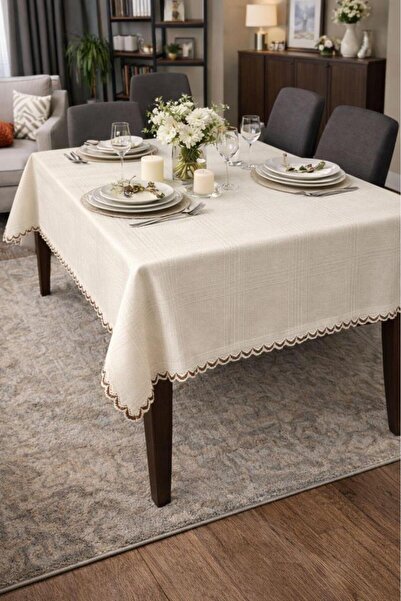 Çeyiz Diyarı Κρέμα τραπεζομάντηλου Ορθογώνιο Τραπεζομάντηλο Ζακάρ 150x200 εκ.