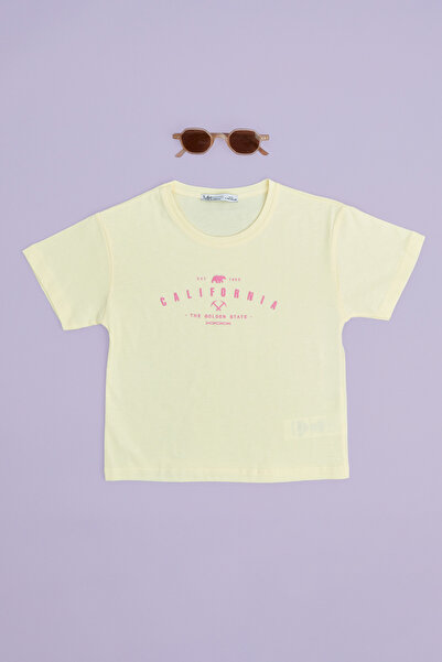 Fulla Moda Καλιφόρνια Τυπωμένο Κοριτσίστικο Μπλουζάκι Crop