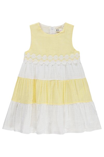 Civil Girls Φόρεμα με δαντέλα λουλουδιών για 2-5 ετών - Κίτρινο