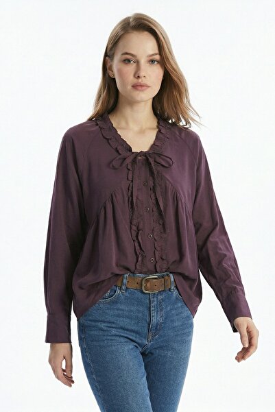 Rays Μπλούζα με λεπτομέρεια δεσίματος με βολάν και λαιμόκοψη V 0108