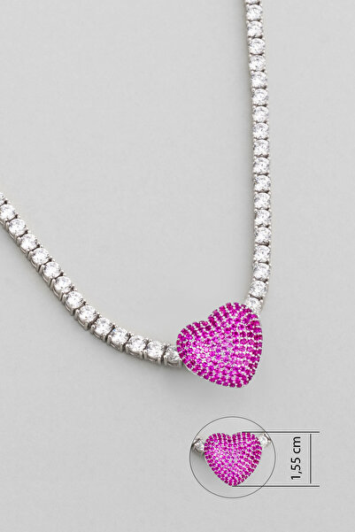 So CHIC... Pembe Kalp 18 Ayar Beyaz Altın Kaplama Gümüş Charm