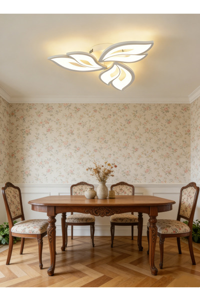 Generic Three-leaved magnolia flower bedroom and living room ceiling lamp - European hotel style large lamp