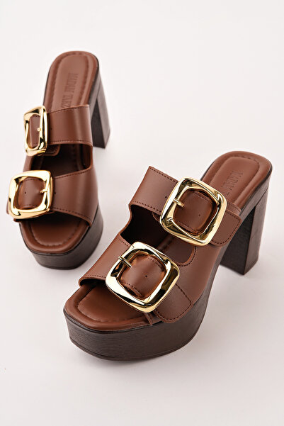 Madam Tarz TLY-766 Παντόφλες με χοντρό τακούνι και διπλή ζώνη