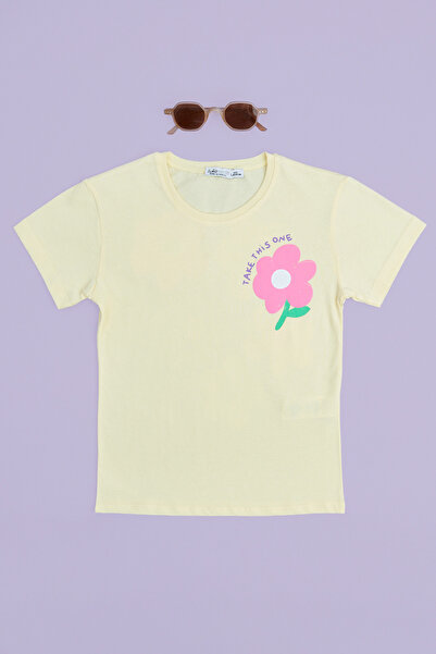 Fulla Moda Μπλουζάκι για κορίτσια με λουλουδάτο σχέδιο και λαιμόκοψη ποδηλάτου