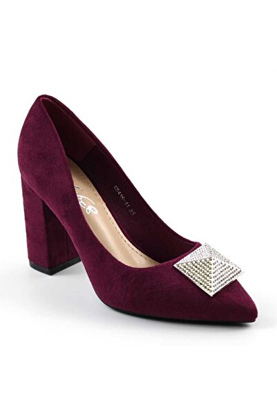 mm Pantofi eleganti de dama , cu brosa argintie 88416-11-PURPLE