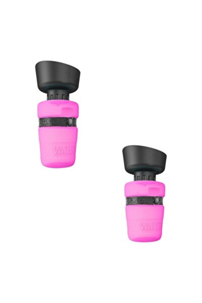 E-ANAMAG Set of 2 silicone dog water bottles, 520 ml, pink