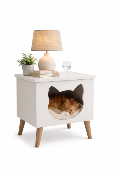 MINIWOODEN TOYS AHŞAP KEDİ EVİ KOMODİN BEYAZ