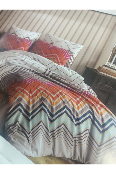 FLAMEL Modern Geometric Patterned Duvet Cover Set – Colorful Zigzag Design