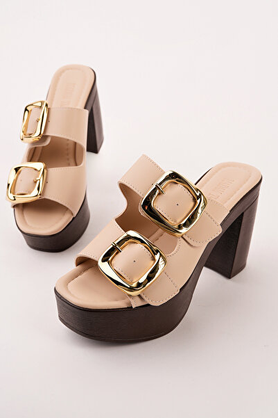 Madam Tarz TLY-766 Παντόφλες με χοντρό τακούνι και διπλή ζώνη