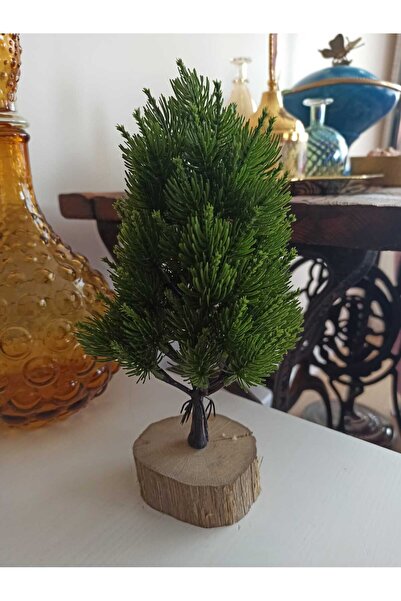 Hureggo vintage rustik ahşap tabanlı yapay çam ağacı & 25 cm