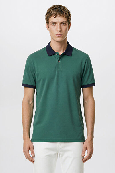 AC&Co / Altınyıldız Classics Ανδρικό μπλουζάκι με λαιμόκοψη πόλο, πράσινο-μπλ...