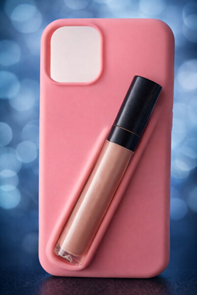 AKSESUAREVİ Iphone 13-14 uyumlu Lip Gloss Tutuculu Silikon Telefon Kılıfı – M...