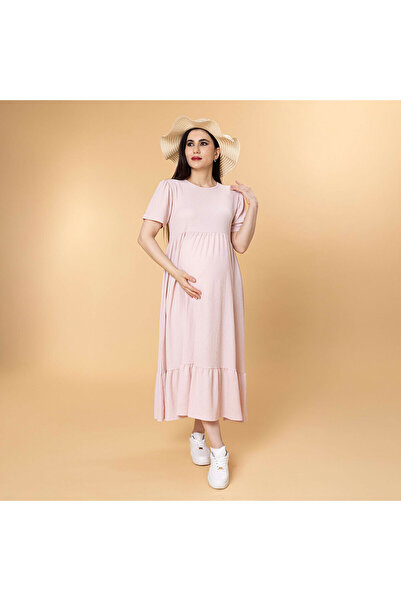 ebebek Baby Mom baby mom Anne Hamile Elbise Bisiklet Yaka Short Sleeve Patiksiz