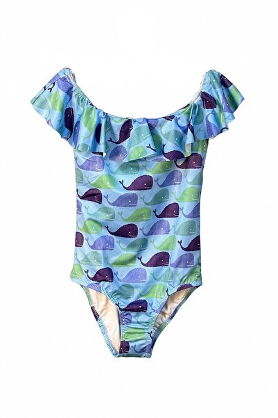 LOOK ME Stylish Girl's Swimsuit with Cute Whale Figure and Flounces