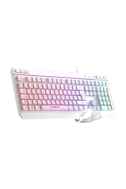 Everest Rampage KM-R57 Seraphic BEYAZ RGB Klavye , 12800 DPI Mouse + 30*25cm Mousepad Gaming 3lü Set
