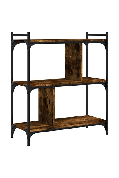 vidaxl 3-tier bookcase, smoked oak, 76x32x88 cm, wood