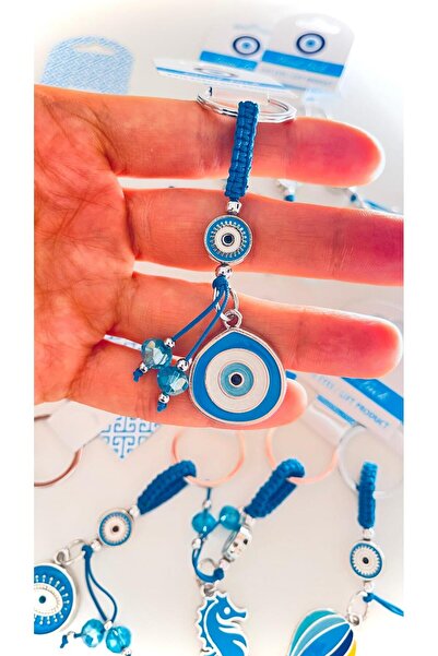 Cassime Ασημένιο μπρελόκ με μοτίβο μπλε ματιών και διακοσμητικό στοιχείο του ...