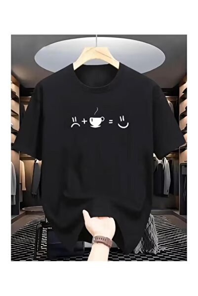 Gollinger Unisex Coffee Printed Oversize Crew Neck T-Shirt