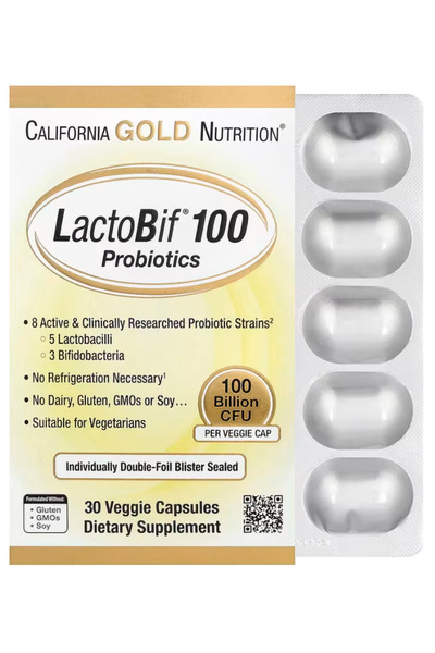 California Gold Nutrition LactoBif Probiotics, 100 Bllion CFU, 8 Active & Cli...