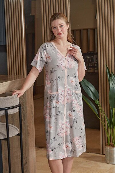Cossy By Aqua Short Sleeve Patterned Pocket Detail Comfortable Fit Home Dress Cossybyaqua 26589-48
