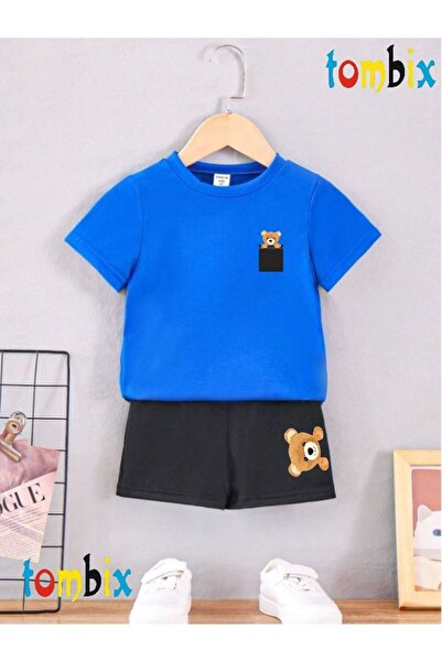 tombix Cep Bear Printed T-Shirt Shorts Summer Children's Set