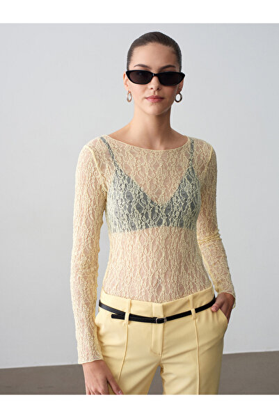 Dilvin 32764 Kayık Yaka Dantel Top