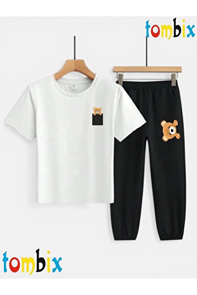 tombix Pocket Bear Printed T-Shirt and Sweatpants (Sweatpants with Pockets) C...