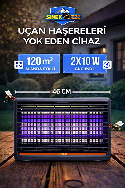 xolo 2x10W Bahçe Balkon Teras Tipi Mor Led UV-C Işıklı Sinek Öldürücü Aydınla...