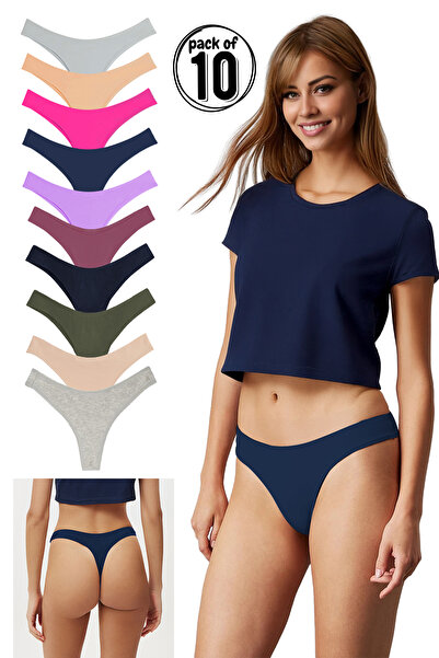 Yohannes Club Γυναικεία, βαμβακερά βασικά στρινγκ εσώρουχα, συσκευασία 10 τεμ...