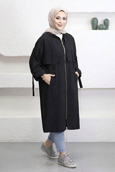 Suede Style 6348- Άνετο και κομψό γυναικείο τουνίκ με μακριά κουκούλα, με τσέ...