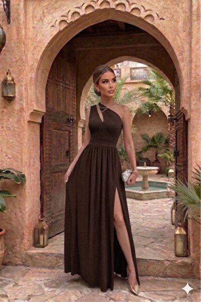 Viyamo Νέα σεζόν Γυναικείο φόρεμα με ασύμμετρο γιακά με λεπτομέρεια με σχισμή...