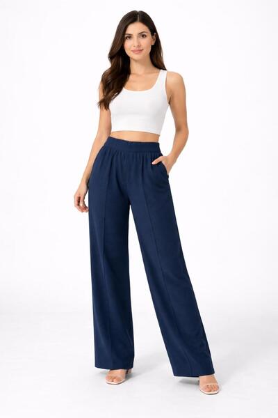 NİDİBAY Women's Palozzo Modal Summer High Waist Pants Sweatpants Pajamas Wome...