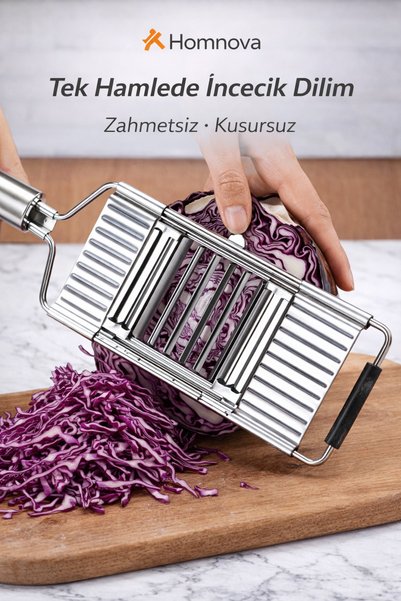 Homnova Practical 3-Headed Stainless Steel Vegetable Chopper, Grater and Slicer Set