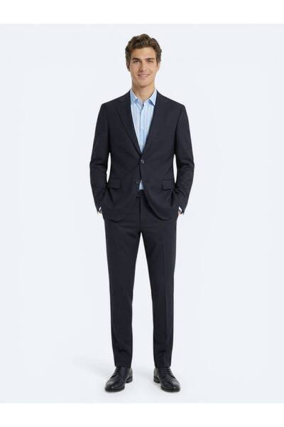 Kip Navy Blue Modern Fit 100% Wool Suit