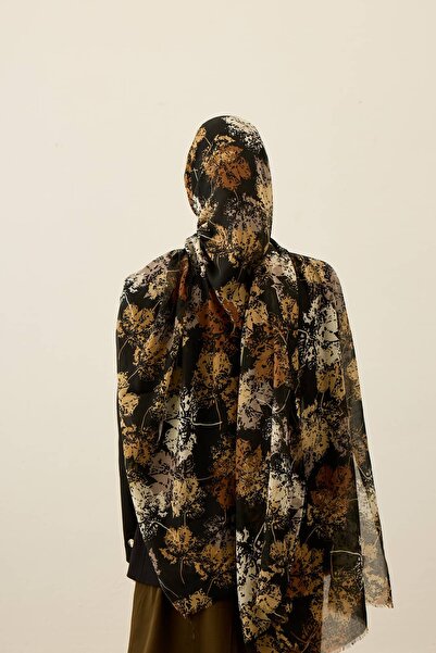 Modakaşmir Σάλι της σειράς Aya με σχέδιο φύλλων