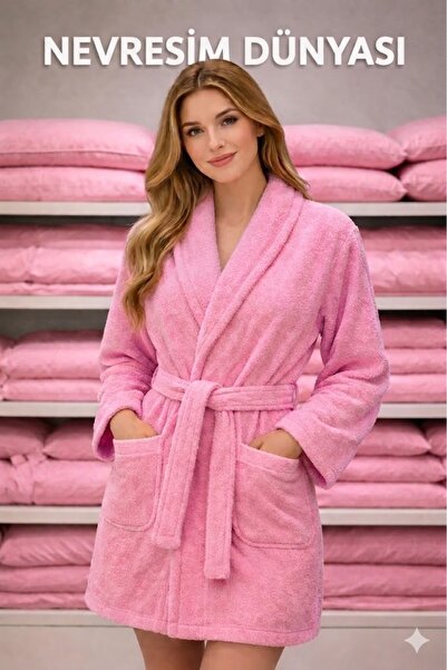 Nevresim Dünyası Βαμβακερό Μονό Μπουρνούζι Ροζ Μέγεθος XL-XXL