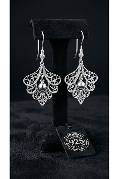 Roza Silver 925 Ayar Gümüş Geleneksel El İşçiliği Telkari Tavus Kuşu Tüyü Kan...