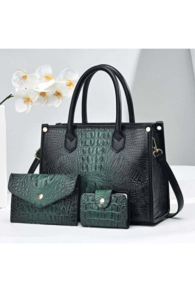 PandH Geantă Olivia din piele ecologică, set de 3 piese - Verde - 28