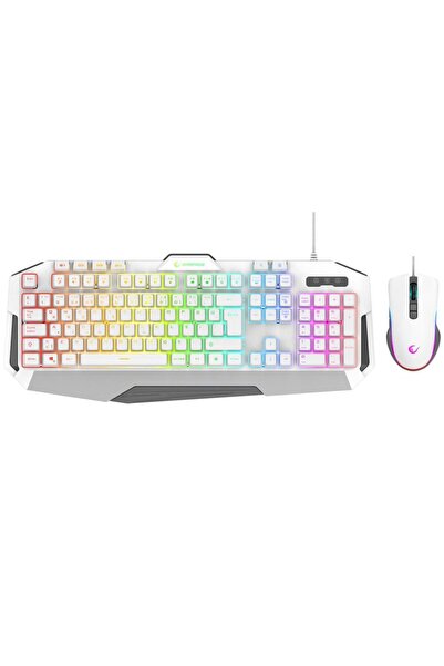 Rampage KM-34 GLARE Beyaz klv , 12800 DPI Mouse + Mousepad Oyuncu Seti