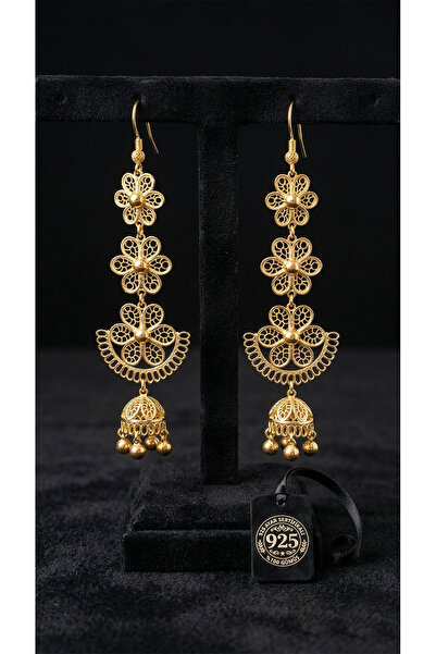 Roza Silver 925 Ayar Gümüş Geleneksel El İşçiliği Telkari Altın Kaplama Çiçek...