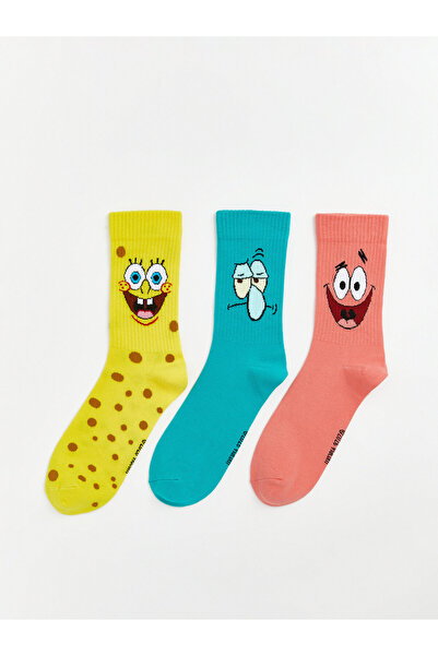 LC Waikiki Șosete scurte pentru bărbați cu imprimeu SpongeBob, pachet de 3