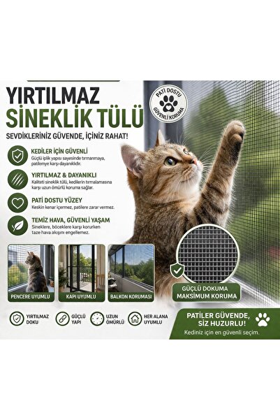 Tasarım YIRTILMAZ SİNEKLİK KEDİ TELİ(TÜLÜ) PET TÜL (EN :80CM-BOY :100CM) 0.8X100