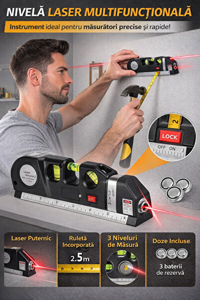RelaxU Boloboc multifunctional cu laser Relaxu, 2,5m, Compact, 4 niveluri mas...