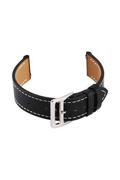 SILKASE Γνήσιο Δερμάτινο Λουράκι Smartwatch (20mm), Μαύρο