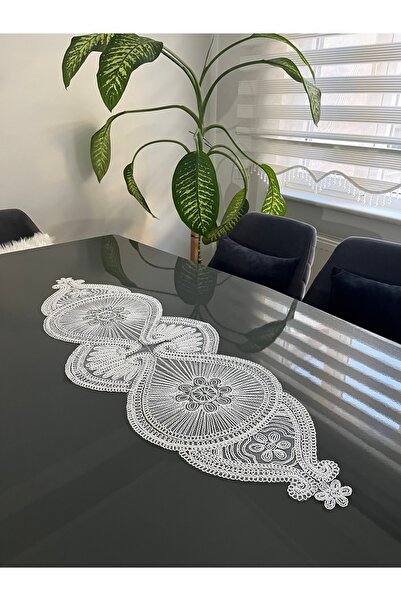 BRL ÇEYİZ HOME Κομψό Μονό Τραπεζομάντιλο Γαλλικής Δαντέλας από Πολυτελές Τούλ...