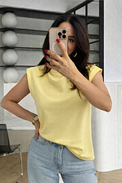 Mzr Collection KADIN DİK YAKA MODAL KUMAŞ KOLSUZ BLUZ