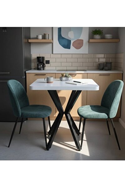 zigora MASA MUTFAK CAFE BALKON BAHÇE RESTORAN YEMEK MASASI 70X70 METAL AYAK K...