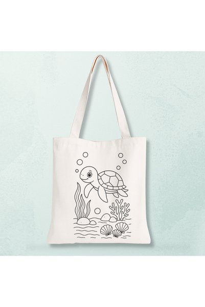 Cemira Paintable Cloth Bag with Cute Camp Turtle Design - Educational Hobby P...