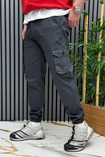 WAFRA بنطلون رجالي من الكتان والليكرا والغاباردين مع جيوب كارجو (6 جيوب)