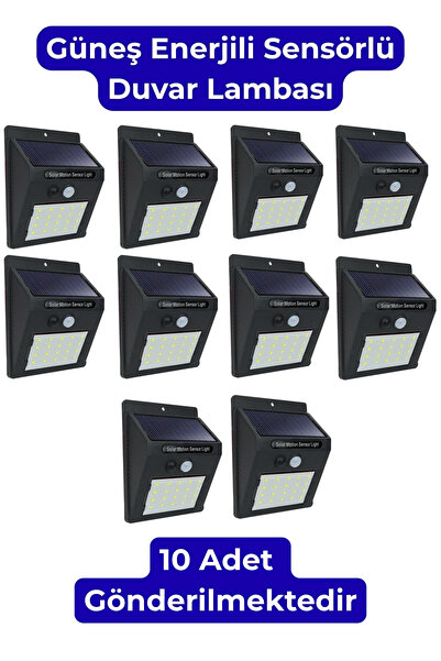 ALFAGİFT 10 Adet Bahçe Aydınlatma Solar LED Işık Sensörlü Duvar Lambası Su Ge...